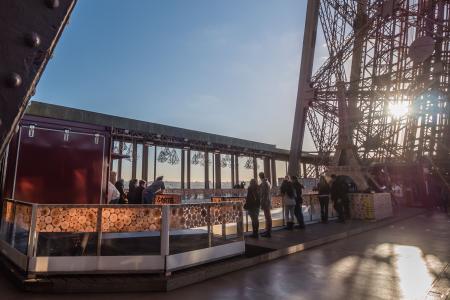 Ice skating on the first floor of the Eiffel Tower